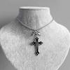 Gothic Cross Pendant Necklace With Dark Rose Design For Men And Women