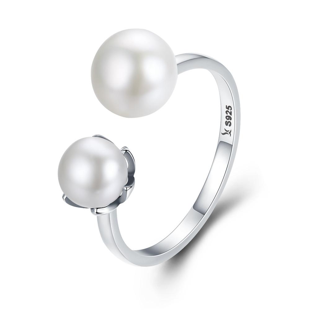 WOSTU Adjustable Rings Real 925 Silver Stackable Engagement Zircon Open Size Rings For Women Female Original Jewelry