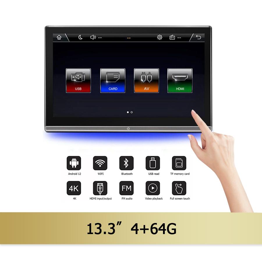 11.6"Headrest Monitor Display lPS Android 12 Tablet Touch Screen For Car Rear Seat PlayerVideo Music FM Bluetooth AirPlay