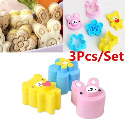 Upspirit 3CPS Cute Mini Sandwich Cutters Shapes Set for Kids Plastic Bento Sandwich Cutters Molds by