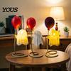 Balloon Ghost Figurine Cute with Balloon, Warm LED Night Light, Halloween Spooky Ornament Decoration for Bedroom Desk Table Centerpiece Cozy