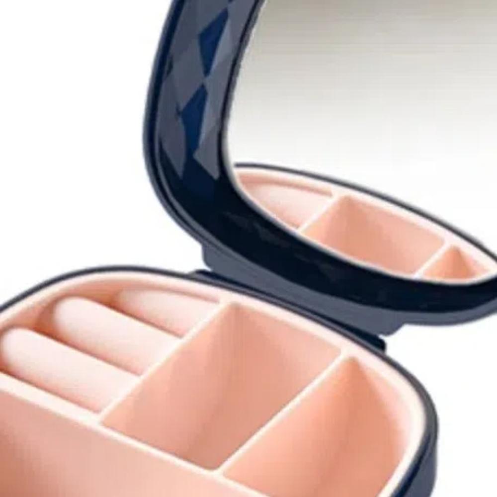 Solid Color Jewelry Box Portable Earring Organizer Makeup Case Necklace Ring Case  For Girls