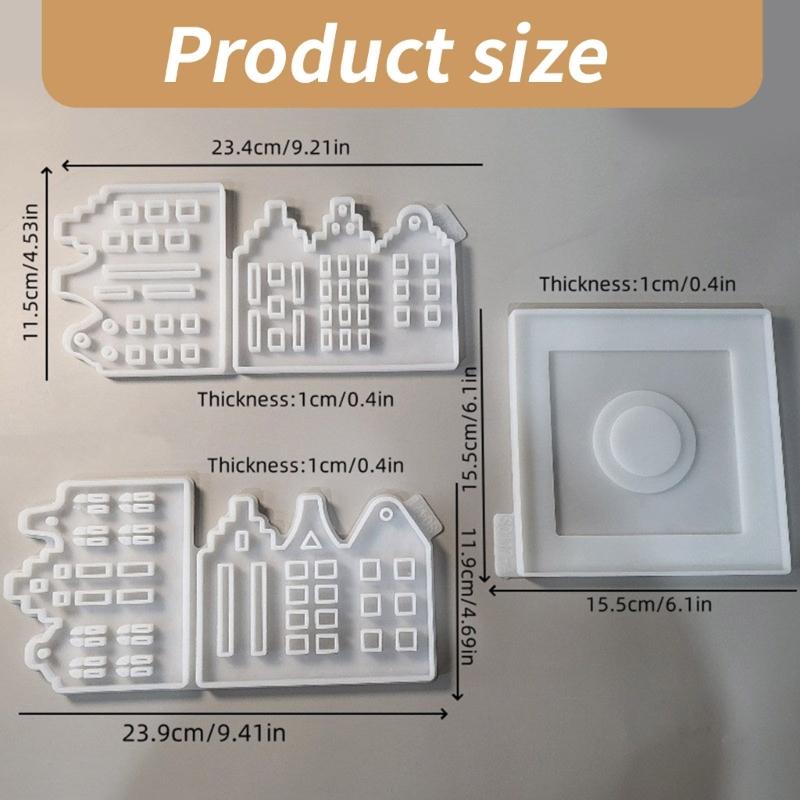 Silicone Candle Holder Molds Gothic House Resin Ornaments Molds Silicone Craft Molds Candlestick Molds for Hand-Making