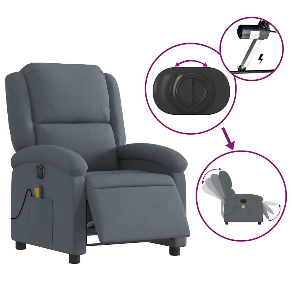 Electric Massage Chair Dark Grey Velvet