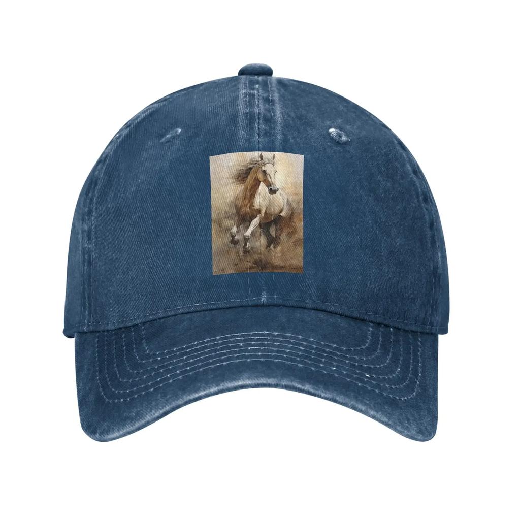 Horse Galloping In The Desert Illustration Denim Cap Casual Baseball Caps Adjustable Hat Summer Unisex Baseball Hats
