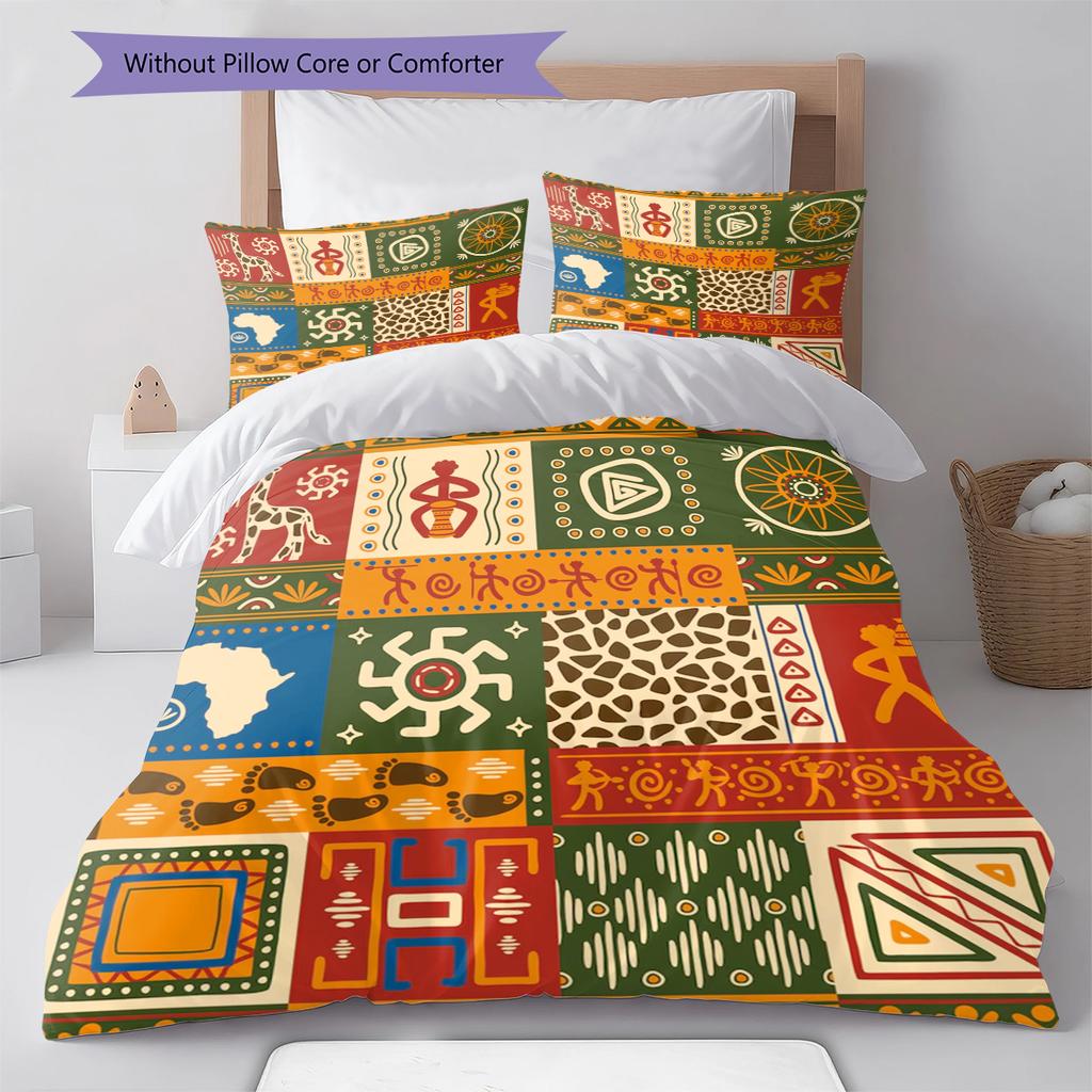 Ethnic Tribal Texture Pattern Bedding Quilt Set Quilt Cover Pillowcase Home Decoration Gift (1 * duvet cover + 2 * pillowcase, without core)