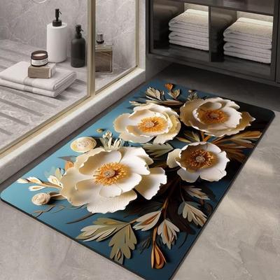 Badezimmer-Verdickungsmatte mit Kieselalgendruck, rutschfeste Badteppiche im Waschbecken, Badewannen-Seitenbodenteppich, Duschraum-Fußmatte, Memory Foam-3D-Pad