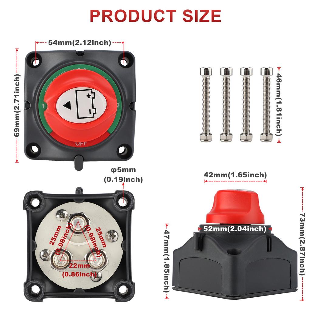 New 12V 24V 2 and 4 Position Power Switch 200A 300A Battery Disconnect Power Cut Off Kill Switch For Car Vehicle RV Boat Marine
