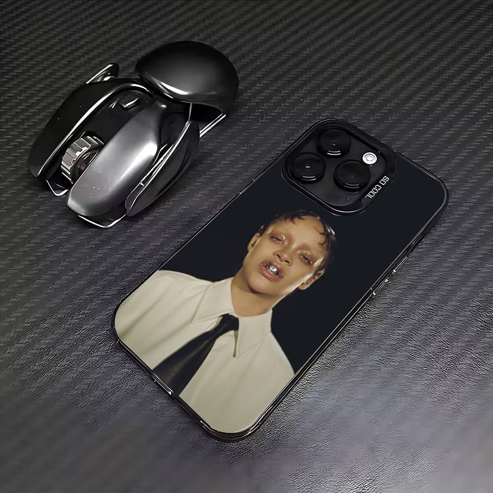 

Singer R-Rihanna Colored Silver Phone Case for iPhone 17/16/15/14/13/12/11 plus pro Max Compatible with Multiple Models iPhone12PROMAX