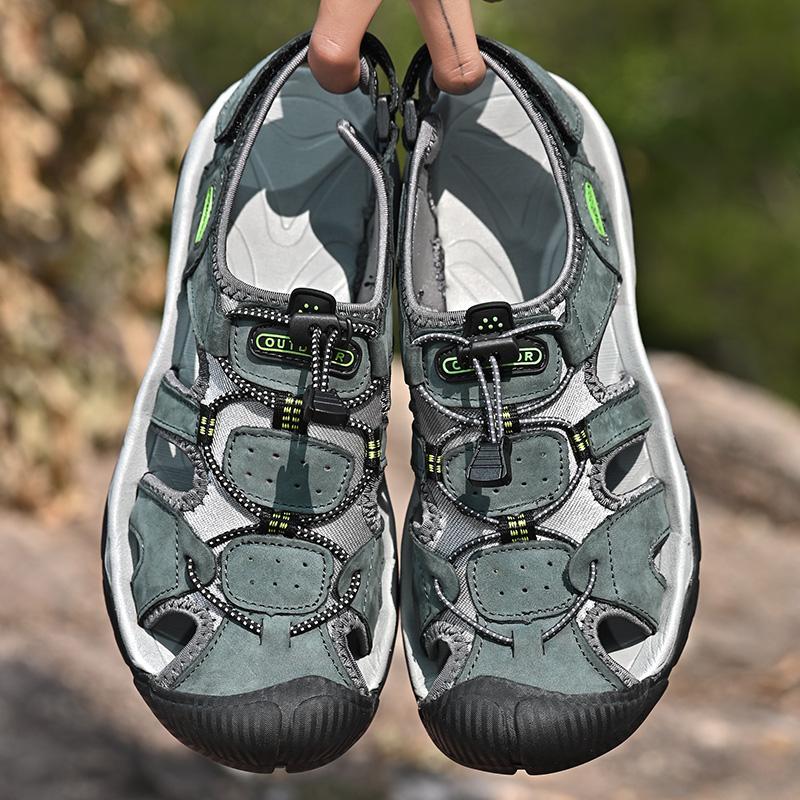 Fashion Summer Athletic Sports Mens Sandals Outdoor Trekking Hiking Shoes Closed Toe Slippers Simple Beach Shoes Non-Slip Male Sandaly