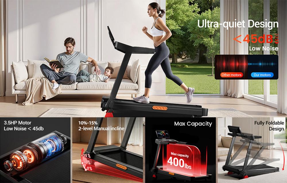 ROBORE L20 Treadmill with 15% Adjustable Incline