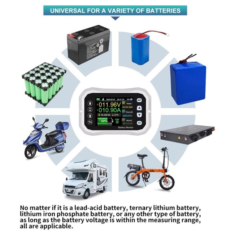 Neuer KH140F Batteriemonitor 0-120V Spannungs- und Stromtester Wohnmobile Batterie VA Coulomb-Zähler für Auto LKW Motorrad
