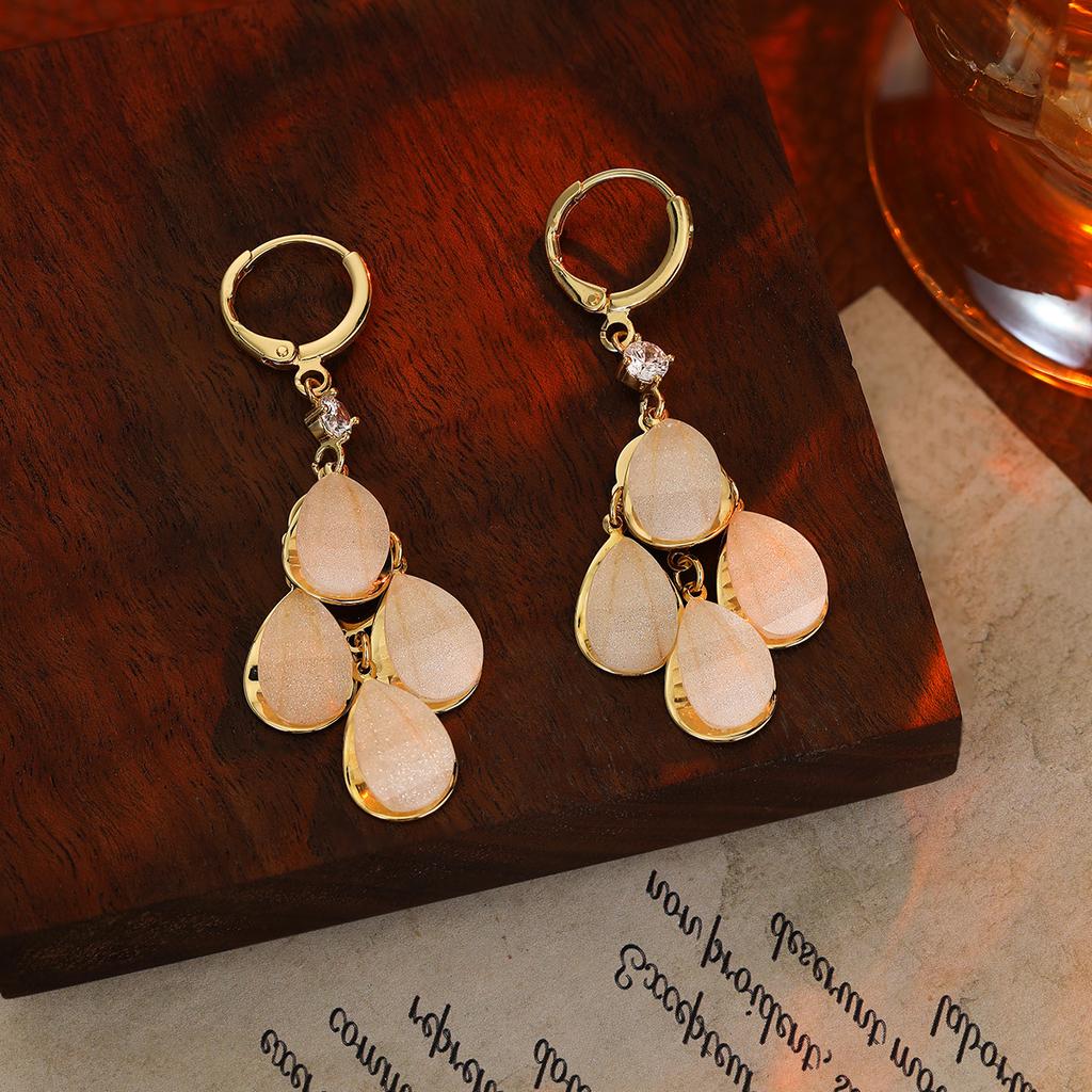 Classic Ear Buckle Anti-allergic Real Gold Electroplated Zircon Opal Earrings for Women