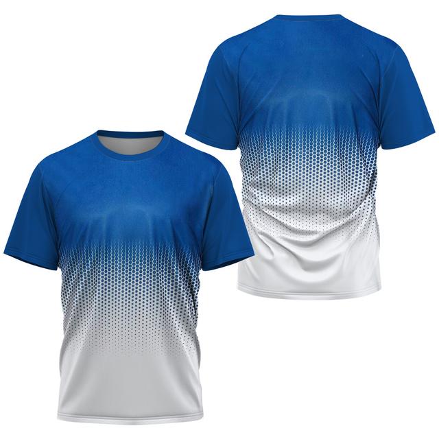 Fashion 3D Gradient Print T Shirt For Men Outdoor Tennis Tracksuits Summer Quick Dry Sports Short Sleeve Casual O-neck Loose Top
