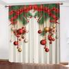 Christmas Ornament Curtains Insulated Privacy Design Polyester Holiday Window Decor Festive Home Thermal Set Of 2 Made With Rod Pocket