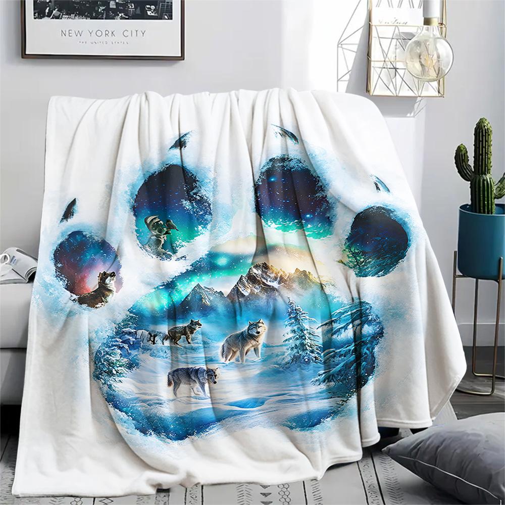 Polar Bear Print Flannel Blanket, High quality Comfortable for All Seasons, Home Decor, Warmth and Comfort, Perfect for Christmas Gifts