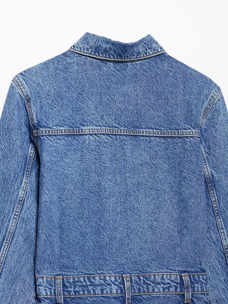 Spring Women's Denim Lapel Long Sleeve Dress