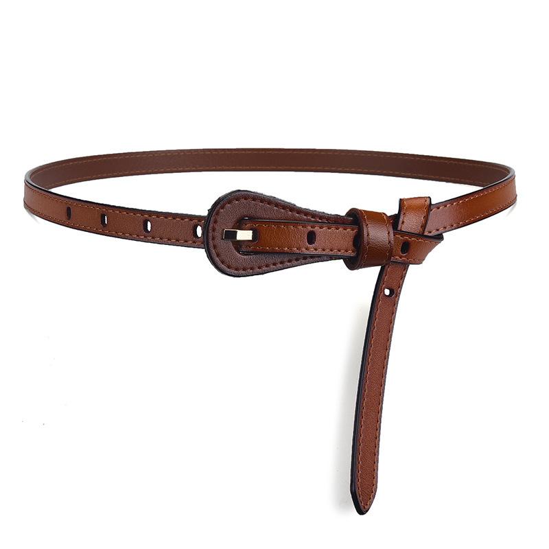 Mei Mary Women's Genuine Leather Thin Belt, Cowhide Pin Buckle Belt, Korean Style Fashion Decorative Belt