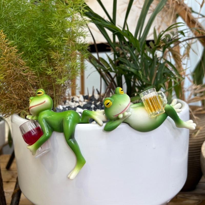 Frogs Statues Pot Huggers Decorations for Plant,Miniature Frogs Figurine Garden Decors Outdoor Plant Hangers Decors