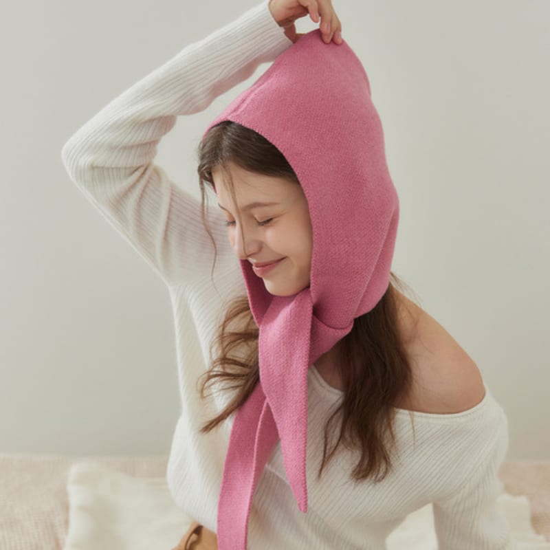 murmur [Free Pearl Earrings] Solid hoody shawl muffler (4 colors)