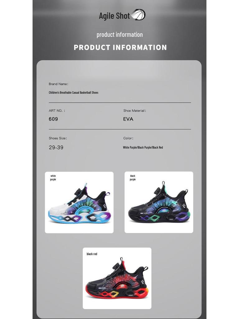 Summer Boys' Rotating Buckle Sports Shoes for Running and Basketball