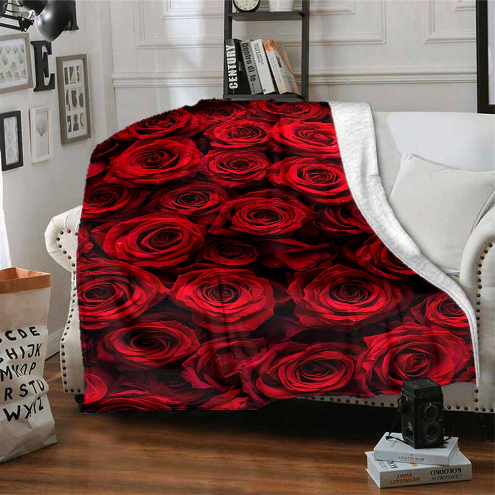Roses Background Gift Blanket Soft & Cozy Suitable for Sofa Couch Office Bed Picnics Four Seasons Universal Modern Style Gifts For Family Y14