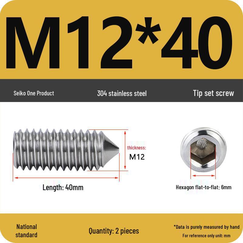 304 Stainless Steel Internal Hex Set Screw | Headless Grub Screw M2-M16