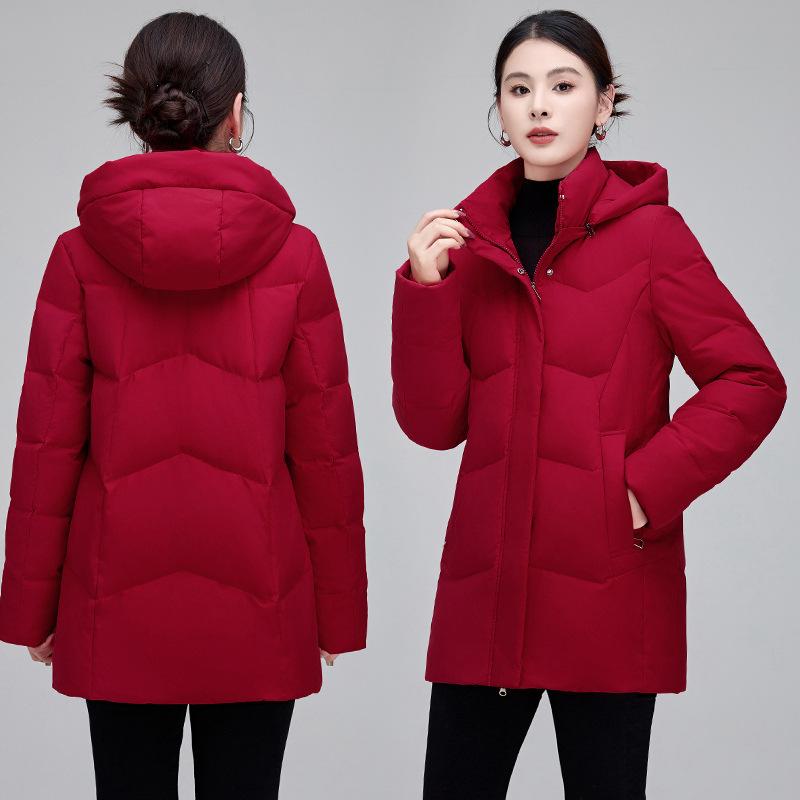 White Duck Down Jacket Women's Mid-Length New Winter Clothes Korean Style Fashionable Warm Thickened Jacket