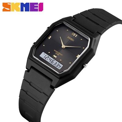 SKMEI Reloj electrónico digital ultrafino Pantalla dual Unisex 3 Modo de hora Fecha Semana Reloj despertador 5ATM