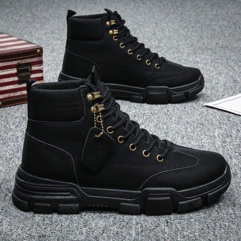 2025 New Autumn Martin Boots High Top Board Shoes Men's Fleece Warm Cotton Shoes Versatile Casual Tooling Shoes Men's