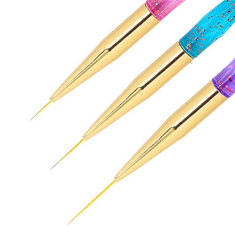 3pcs Manicure Tool Light Therapy Pull Pen 3 Sticks Color Plastic Brushed Color Pen Hook Line Pen