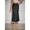 Waist Tie High Satin Drawstring Solid Color Halter Skirt