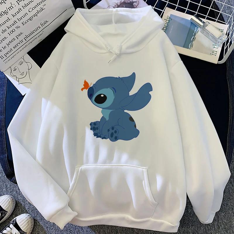 Disney Pattern Women's Sweatshirt Cartoon Cute Lilo Stitch Print Loose Clothing Comfortable Couple Hoodie Autumn and Winter