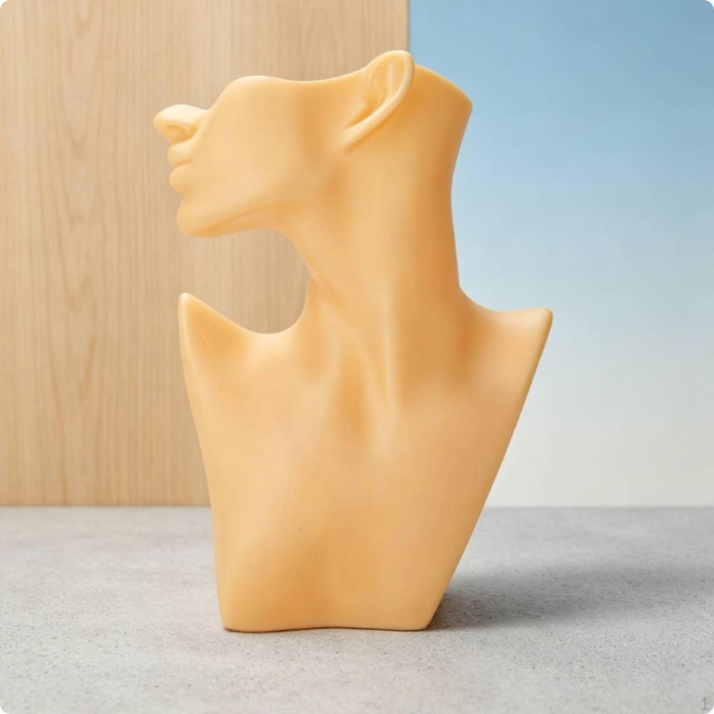 Jewelry Display Bust Smooth HalfFace Mannequin Solid for Photography Black