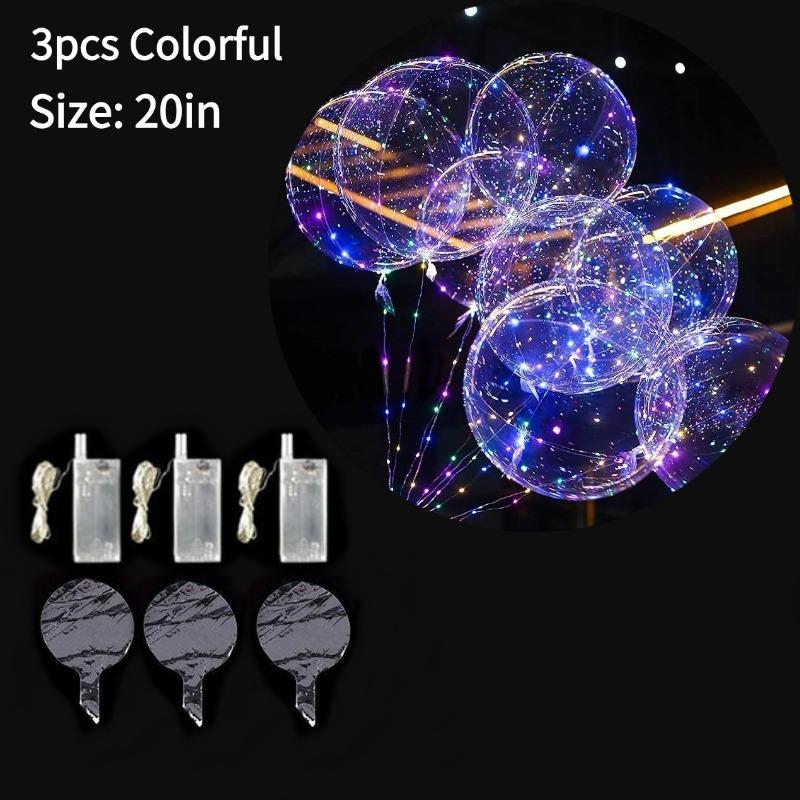3-12PCS LED Light Up Balloons Glow In The Dark Transparent Led Balloons Bobo Balloons With Light String For Party Festival Decor