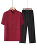 Chinese Grandpa Hanfu Summer Short Sleeve Outfit for Middle-Aged Men