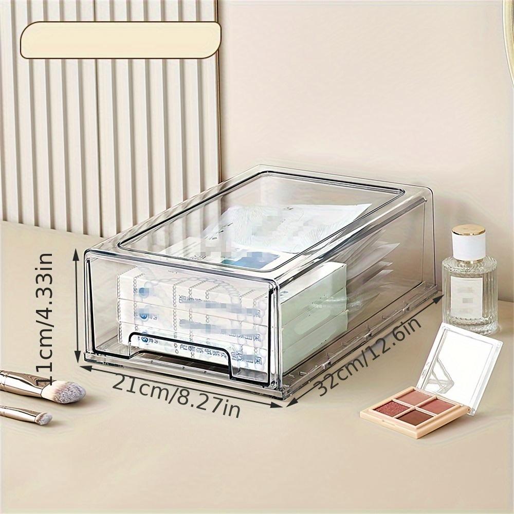 1 Pack Plastic Drawer Storage, Clear Stackable Storage Drawers Large Storage Bins with Drawers, Acrylic Drawer Organizer for Off