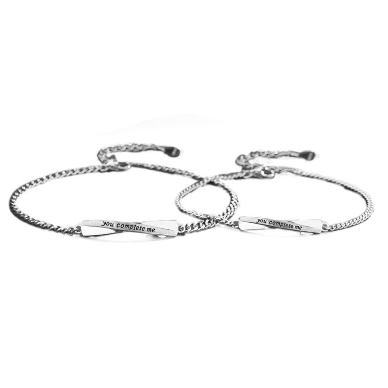 Original You Let Me Complete A Pair of Couple Bracelets Niche Simple Design Ins Style Couple Chain