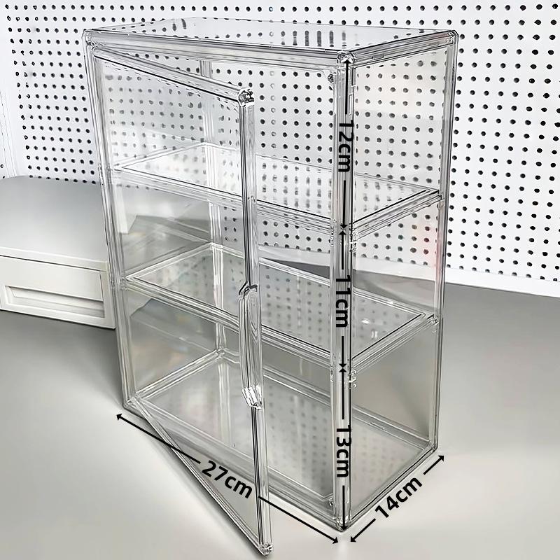 Clear Acrylic Multi-Layer Desktop Storage Display Case with Dustproof Protection for Figures and Badges