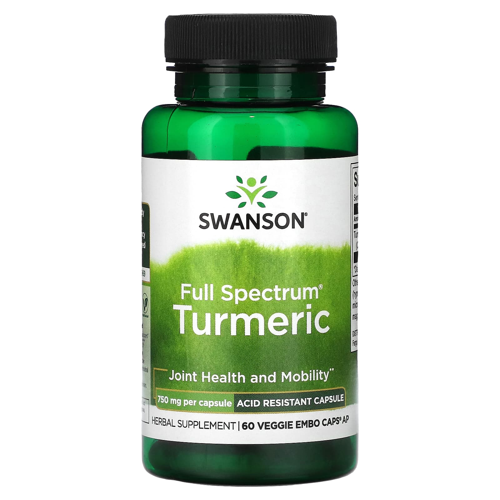 

Swanson, Full Spectrum Turmeric, 750mg, Embo Caps AP 60 Veggie Capsules