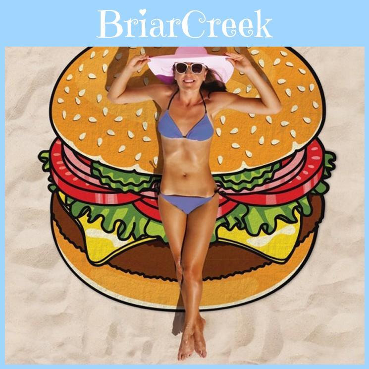 Hamburgers Donuts Pizza Design Beach Towel For Kids And Adults With Polyester Fabric For Pool And Beach Use