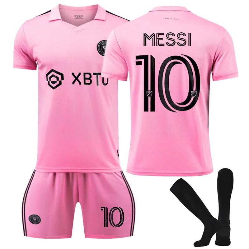 Kinderen Miami Messi Voetbalshirt Set Sneldrogend Ademend Voetbal Trainingsset Kinderen Sportkleding