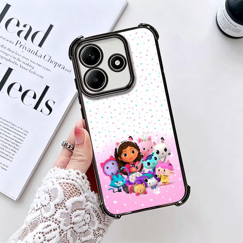 G-Gabbys Dollhouse Cartoon Plating Phone Case For Xiaomi Redmi Note 14 15 Pro Plus 13 12 11 11S 11T 10 9S 9 5G Anti-Fall Airabag