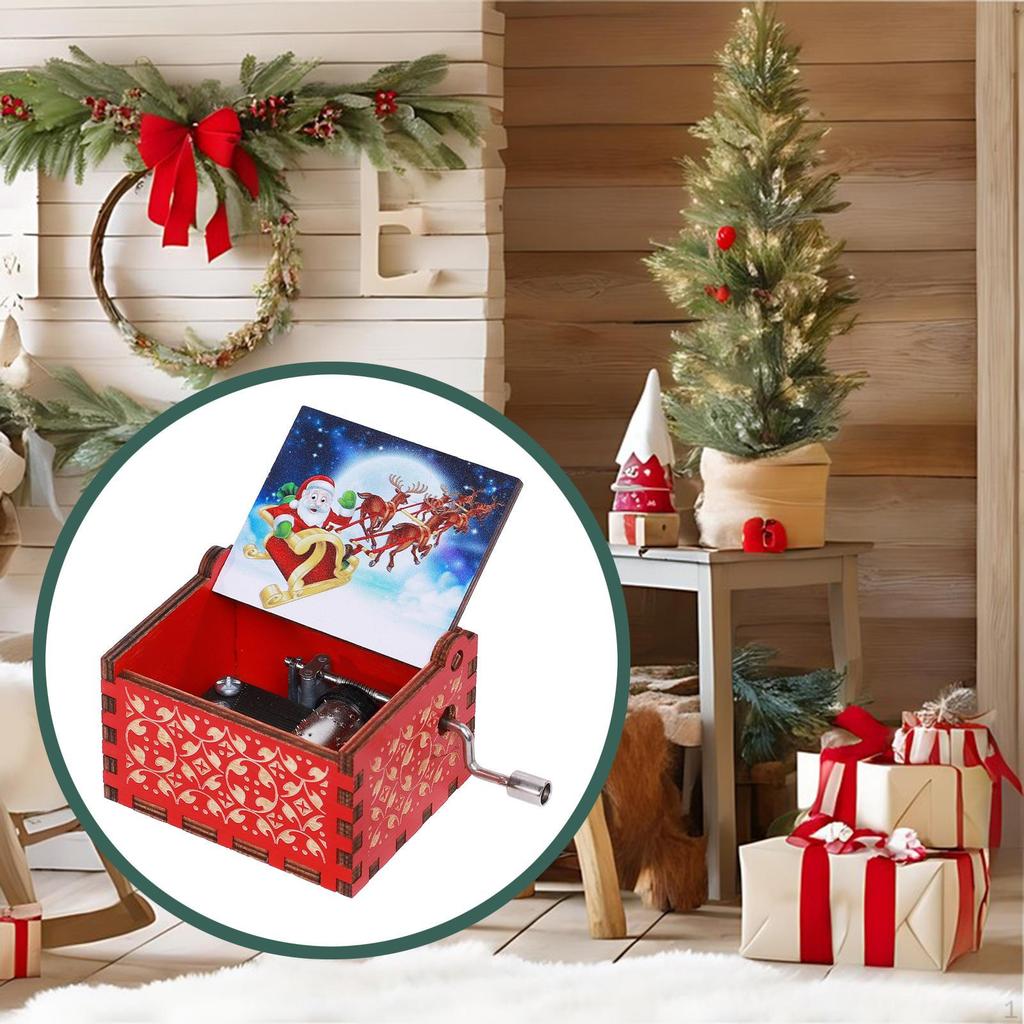 Merry Christmas Music Box Decoration Small Decorative Lightweight Musical Hand Cranked