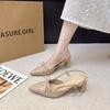 Elegante Sandalen mit hohen Absätzen und Schmetterlingsknoten für Damen, Französisches Design, spitze Zehenpartie, bedeckte Ferse, Sommer, neuer Stil, Damen Gummisohle Schuhe