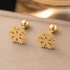 Exquisite Fashion Gold Color Stainless Steel Snowflake Pendant Necklace Earrings for Women Christmas Jewelry Sets Does Not Fade