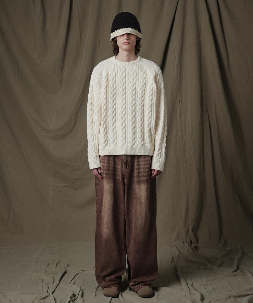 GLW Raglan Cable Knit Ivory