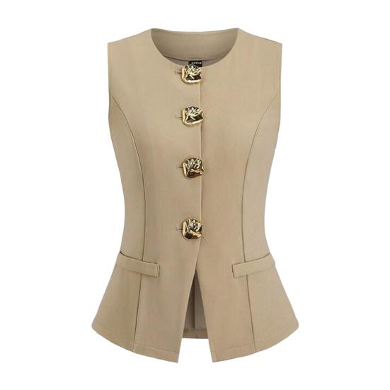 

Женский блейзер-жилет, нарядный, деловой, без рукавов, жилет от костюма, повседневный, на пуговицах, для офисной работы, жилет-топ L