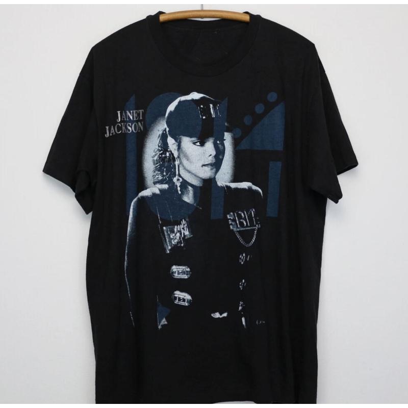 1990 Janet Jackson Rhythm Nation Tour T Shirt Black Reprint