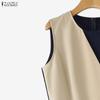 ZANZEA Women Casual Round Neck Loose Sleeveless Wide Leg Jumpsuits